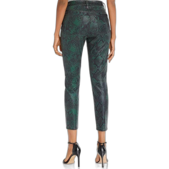 7 For All Mankind High-Waist Ankle Skinny Coated Green Python jeans SZ 28 NWOT - Picture 14 of 14